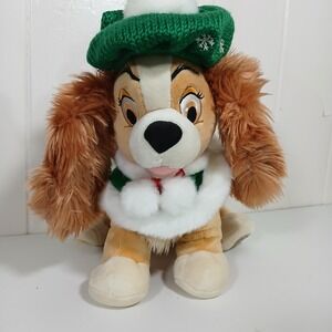 Disney Store Lady and the‎ Tramp Holiday Plush Lady Cozy Cables Green Beret 12in